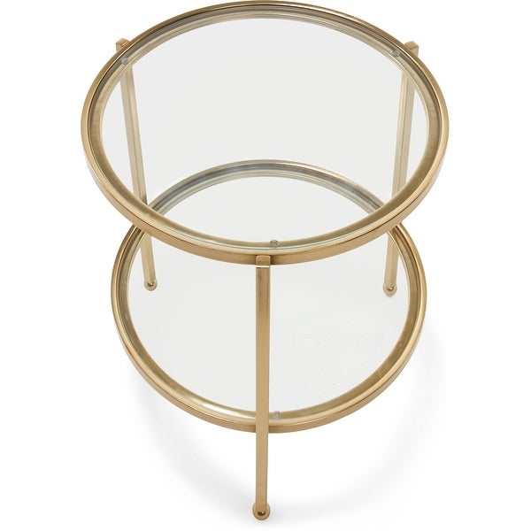 Adore Decor Addison Modern Glass and Metal Side Table, Decorative Small Accent for Living Room, 18