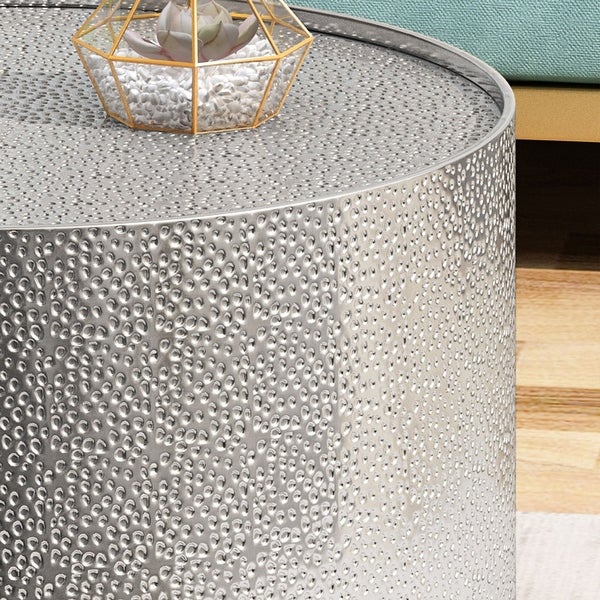 3pc Silver Contemporary Cylindrical Accent and Coffee Table Set 28