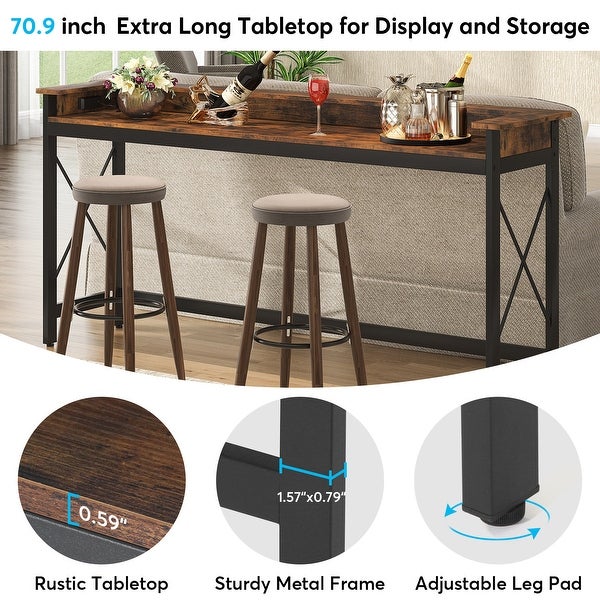Sofa CouchTable with Outlets and USB Ports, 70.9 inch Long Entryway Console Table