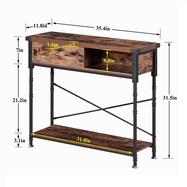 VECELO, Taomika Industrial Rustic Entryway/Console Sofa Table