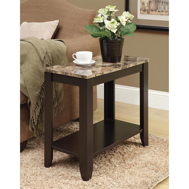 Accent Table, Side, End, Nightstand, Lamp, Living Room, Bedroom, Laminate, Marble Look, Transitional