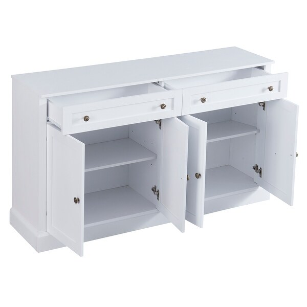 White Wood Entryway Console Table Storage Sideboard with 2 Drawers