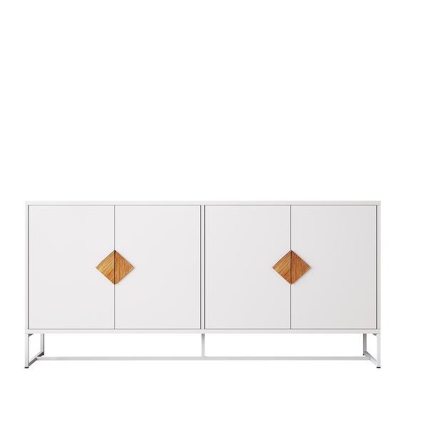 White Modern Sideboard,Kitchen Storage Cabinet with Metal Legs