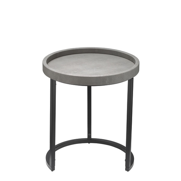 Side Table with Faux Shagreen Accent, Set of 3, Gray