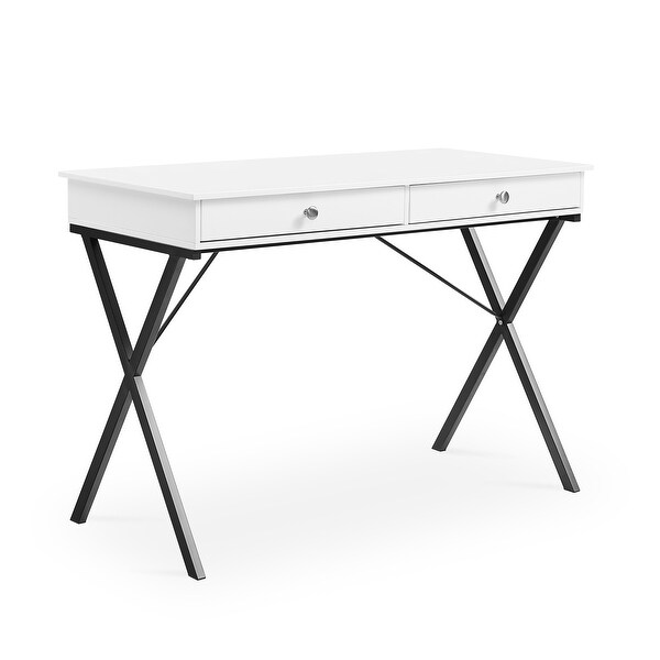 2 Drawers Writing Desk with Stoving Varnish Steel Frame, MDF Table Top