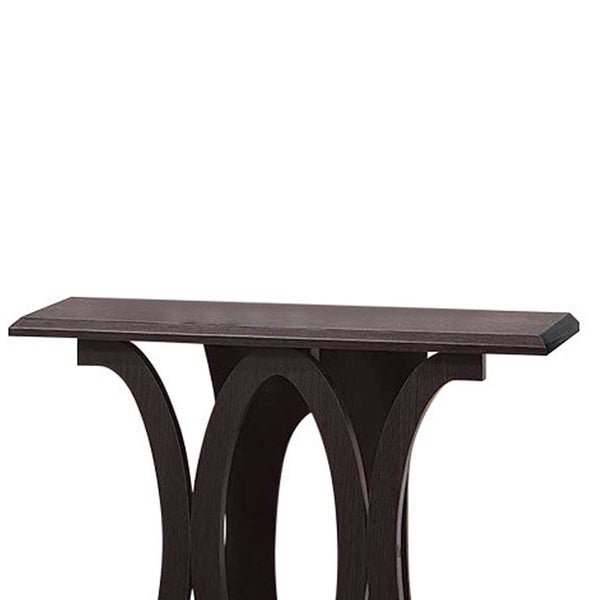 Stylish Console Table With Base Shelf, Dark Brown