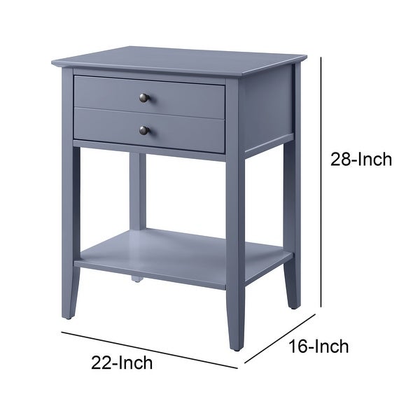 Rectangular Wooden Side Table with 1 Drawer and 1 Bottom Shelf, Gray - 28 H x 16 W x 22 L Inches
