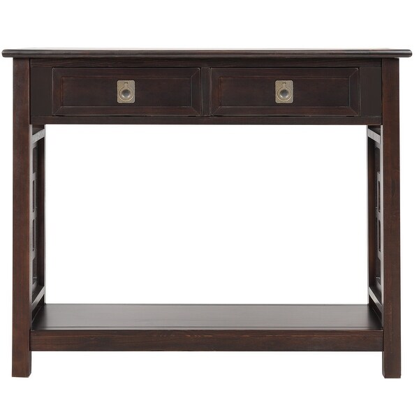 Console Table with 2 Drawers and Bottom Shelf, Entryway Accent Sofa Table