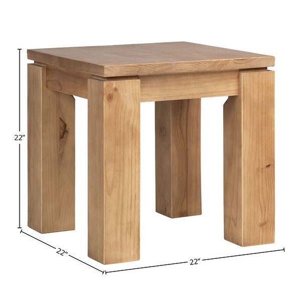 Datona 22-inch Square Reclaimed Pine Block Feet Side Table, Natural Finish