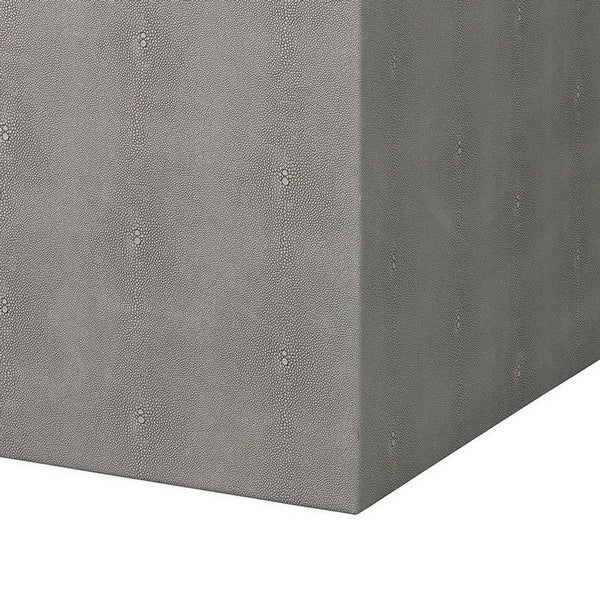 Side Table with Square Frame and Faux Shagreen Accent, Gray