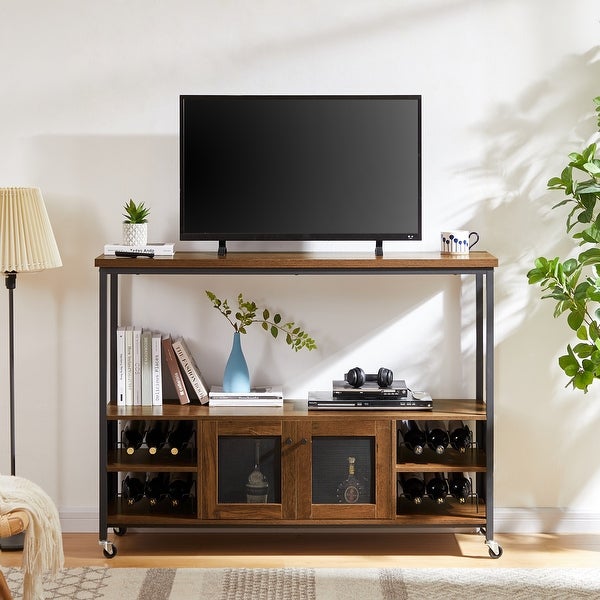 Wine shelf table, modern wine bar cabinet, console table, bar table, TV cabinet, sideboard with storage compartment