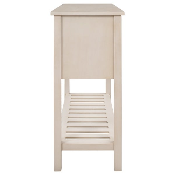 Exquisite Simplicity Sideboard Console Table with 4 Drawers Bottom Shelf, Modern Solid Wood Sofa Table for Living Room and Bedroom