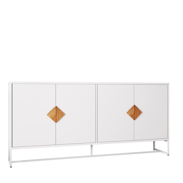 White Modern Sideboard,Kitchen Storage Cabinet with Metal Legs
