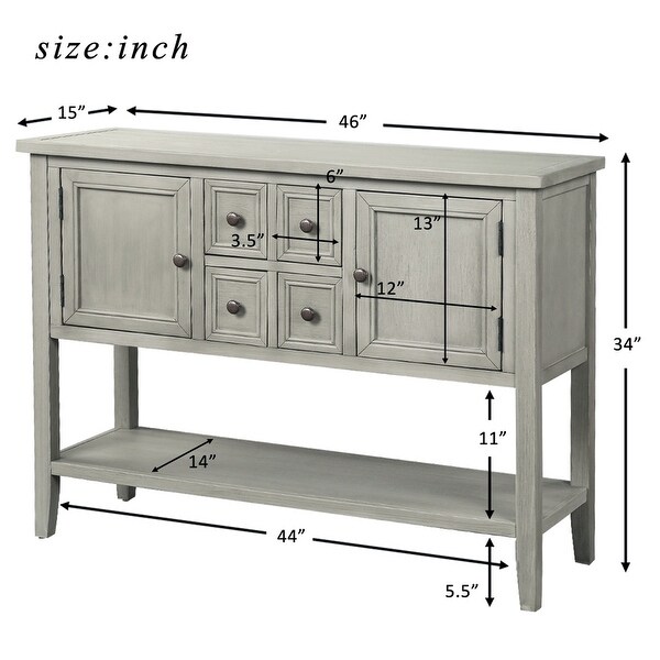 Retro Style Buffet Sideboard Wood Console Table with Bottom Shelf, Easy Assemble, for Living Room, Kitchen, Entryway