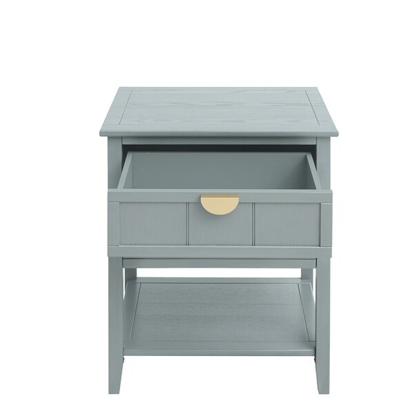 2-Drawer Side Table with Storage Shelf, Traditional End Table, Narrow Telephone Nightstand for Living Room, Bedroom