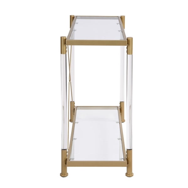 Modern Acrylic Glass Console Table with Storage Shelf Plant Side Table for Hallway, Foyer, Living Room