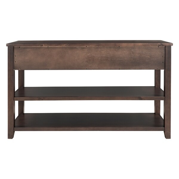 Retro Design Console Table with Two Open Shelves , Solid Pine Frame and Legs