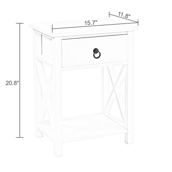 2 Piece Coffee Table with One Drawer Bedside Table X-Shaped Side Table with Storage Shelf End Table for Living Room,Bedroom