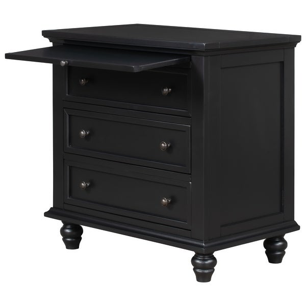 3 Drawer Storage Wood Cabinet, End Table with Pull out Tray for Entryway, Kitchen, Living Room
