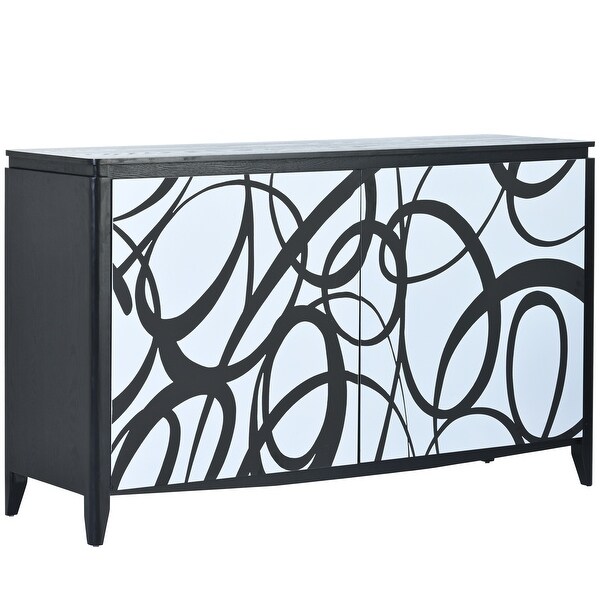 Sideboard with 2 Decorative Doors and Superb Spray Painting, Entryway Table with 2 Drawers and 4 shelves for Living room, Entryway