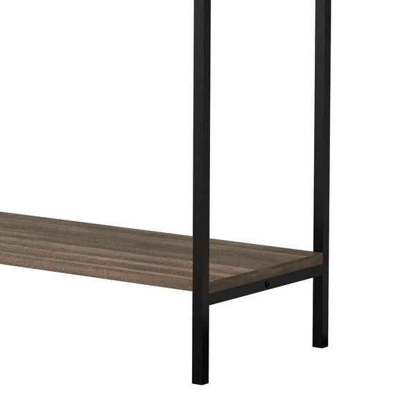 Classic Console Table with Two Top Drawers and Open Shelf, Vintage Storage with Sturdy Metal Frame.