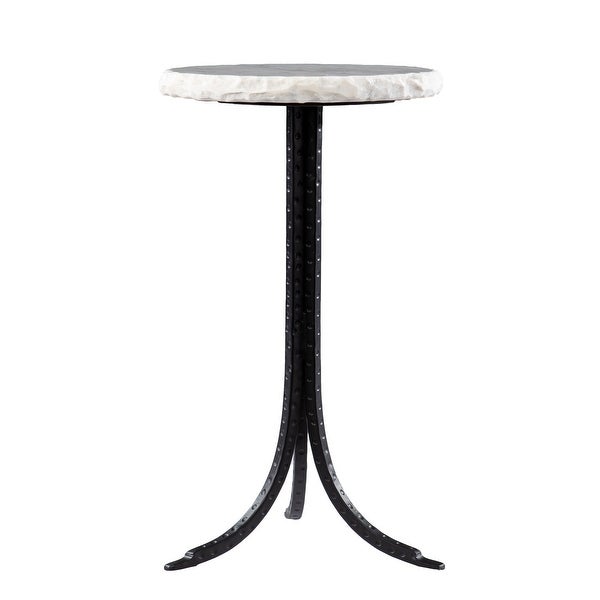 SEI Furniture Gierson Round Marble-Top Accent Table, Black/White