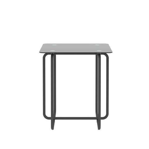 High Quality Glass End Table, Side Table with Metal Base