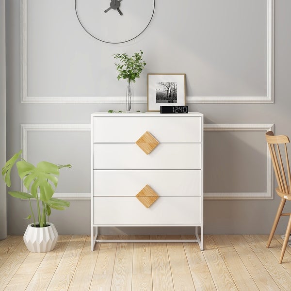 White Modern Sideboard,Kitchen Storage Cabinet with Metal Legs