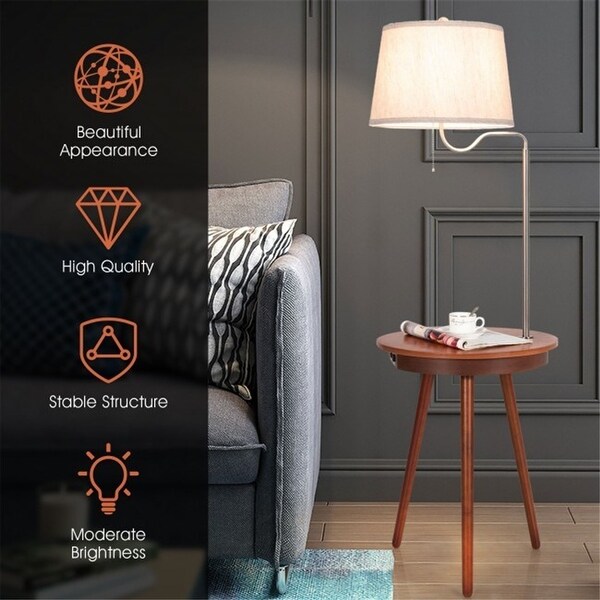 End Table Floor Lamp Table Lighting Wireless, Side Table with Charger