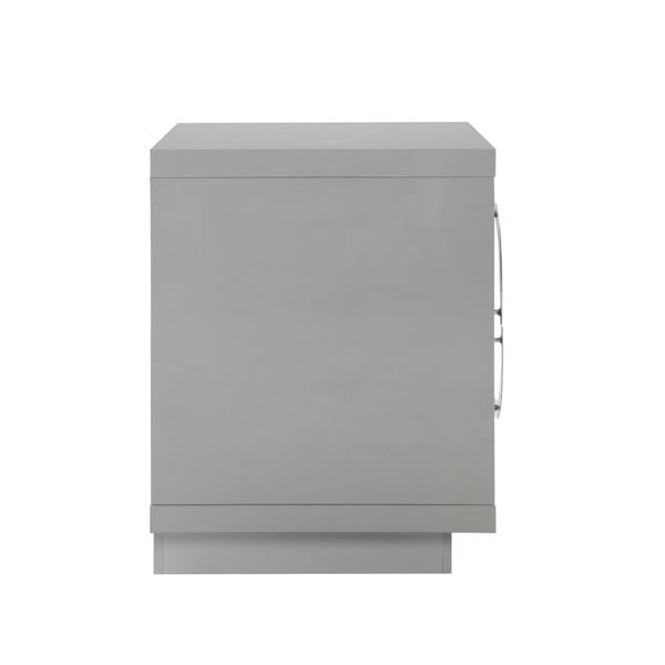 Chic Home Norcia Nightstand Side Table Crocodile Lacquer Finish with 2 Self Closing Drawers, Modern Contemporary