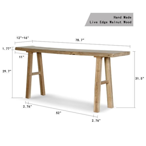 Artissance Live Edge Solid Walnut Wood Console Table, 78 Inch Wide, Natural Wood (Color and Size May Vary) - 78
