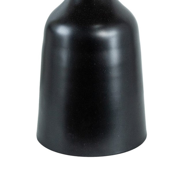 20, 17 Inch Side Table, Acacia Wood, Flared Pedestal Base, Aluminum, Black - 36.5 H x 30 W x 21 L