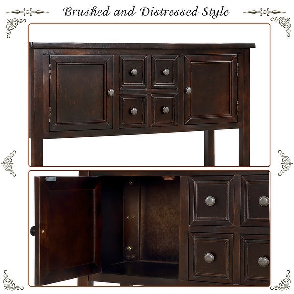 Buffet Sideboard Console Table with Bottom Shelf (Espresso),Foyer Sofa Table Narrow for Entryway, Living Room, Hallway - 46