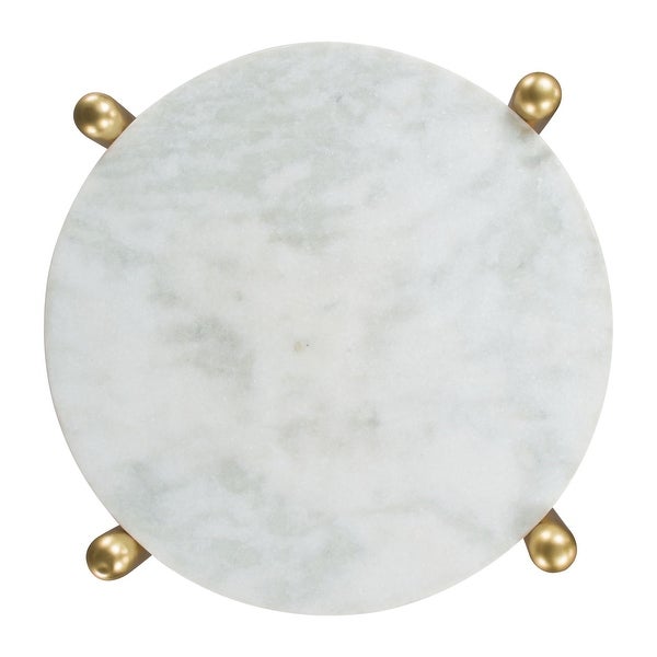 Mina Marble Side Table White and Gold - White, Brown, Gold - 18