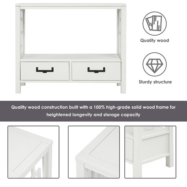 Wood Console Table With 2 Bottom Drawers,Narrow Entrance Table