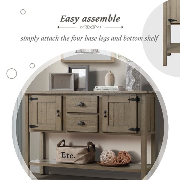 48'' Console Table with 2 Drawers, Cabinets and Bottom Shelf, Retro Style Storage Cabinet for Living Room