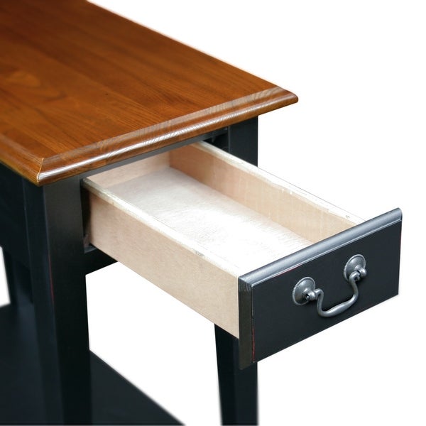 Leick Home 9037-MED One Drawer Swing Arm Lamp Side Table with Shelf, Medium Oak