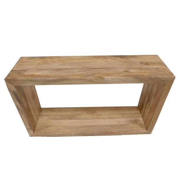 Keli 52 Inch Mango Wood Sideboard Console Table, Open Cube, 1 Shelf, Natural Brown