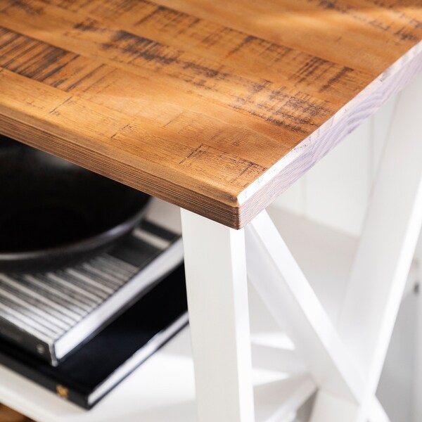 Solid Wood Storage Console Table, White/Reclaimed Barnwood