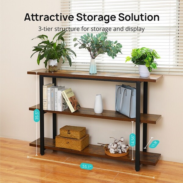3-Tier Industrial Style Console Table,For Foyer,Living Room,Hallway