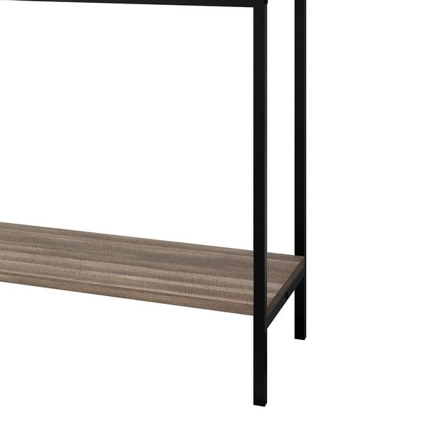 Classic Console Table with Two Top Drawers and Open Shelf, Vintage Storage with Sturdy Metal Frame.