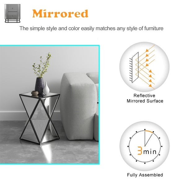 Side Table Silver Accent Table, Drum End Table for Living Room Bedroom