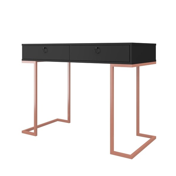 Boahaus Chenonceau Console Table, Black, Metal Frame, Two Drawers