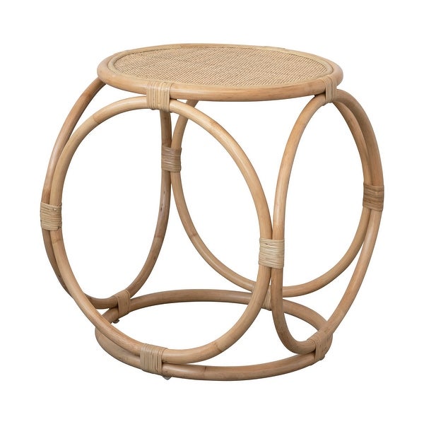 Handmade Rattan Side Table - 80% Rattan, 20% Plywood