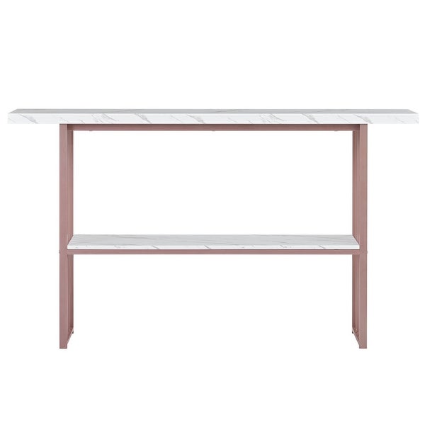63'' Console Table with 2 Shelves, Extra Long Entryway Table with Metal Frame