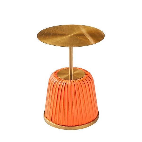 Metal Covered Side Table, Small Sofa Table, Exquisite End Table with Gold Table Top, Living Room Side Table