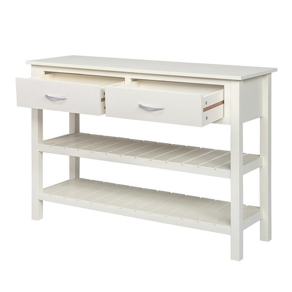 3-Tier Console Table with 2 Drawers, Sofa Table with Storage Shelves
