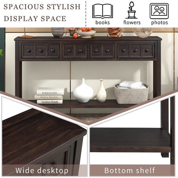 Rustic Entryway Console Table, Sofa Table with 2 Drawers and Shelf