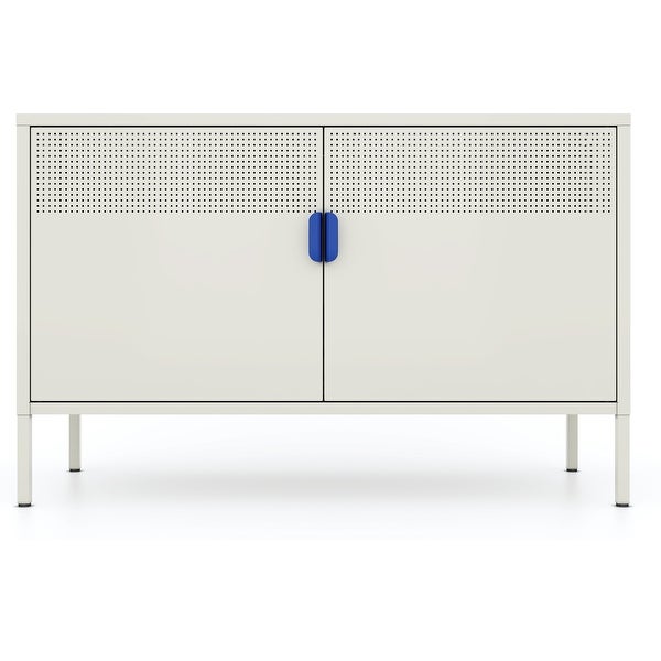 Metal Storage Locker Cabinet, Adjustable Shelves Free Standing Ventilated Sideboard Steel Cabinets