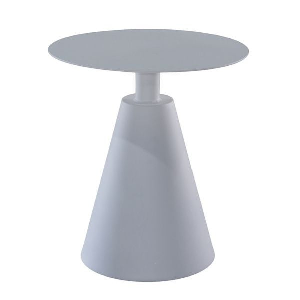 22 Inch Outdoor, Aluminum Side Table with Cone Shaped Base, White